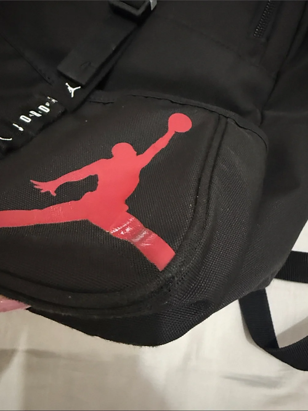 Jordan Black Backpack with Red Jumpman Accent